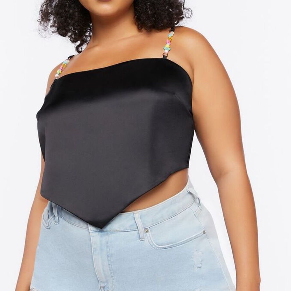 Forever 21+ Beaded Satin Handkerchief Top